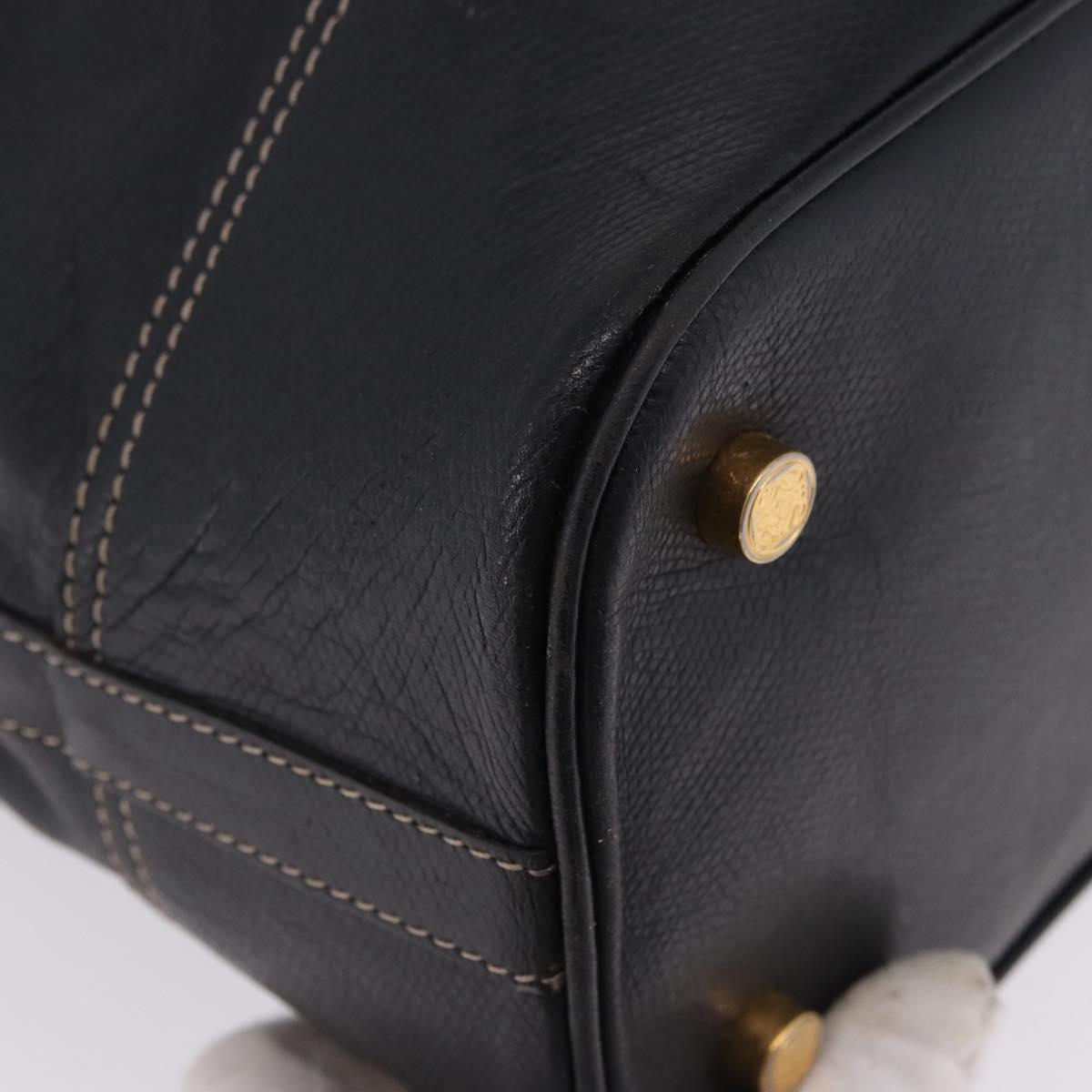 LOEWE Shoulder Bag Leather Black Gold Auth 197857