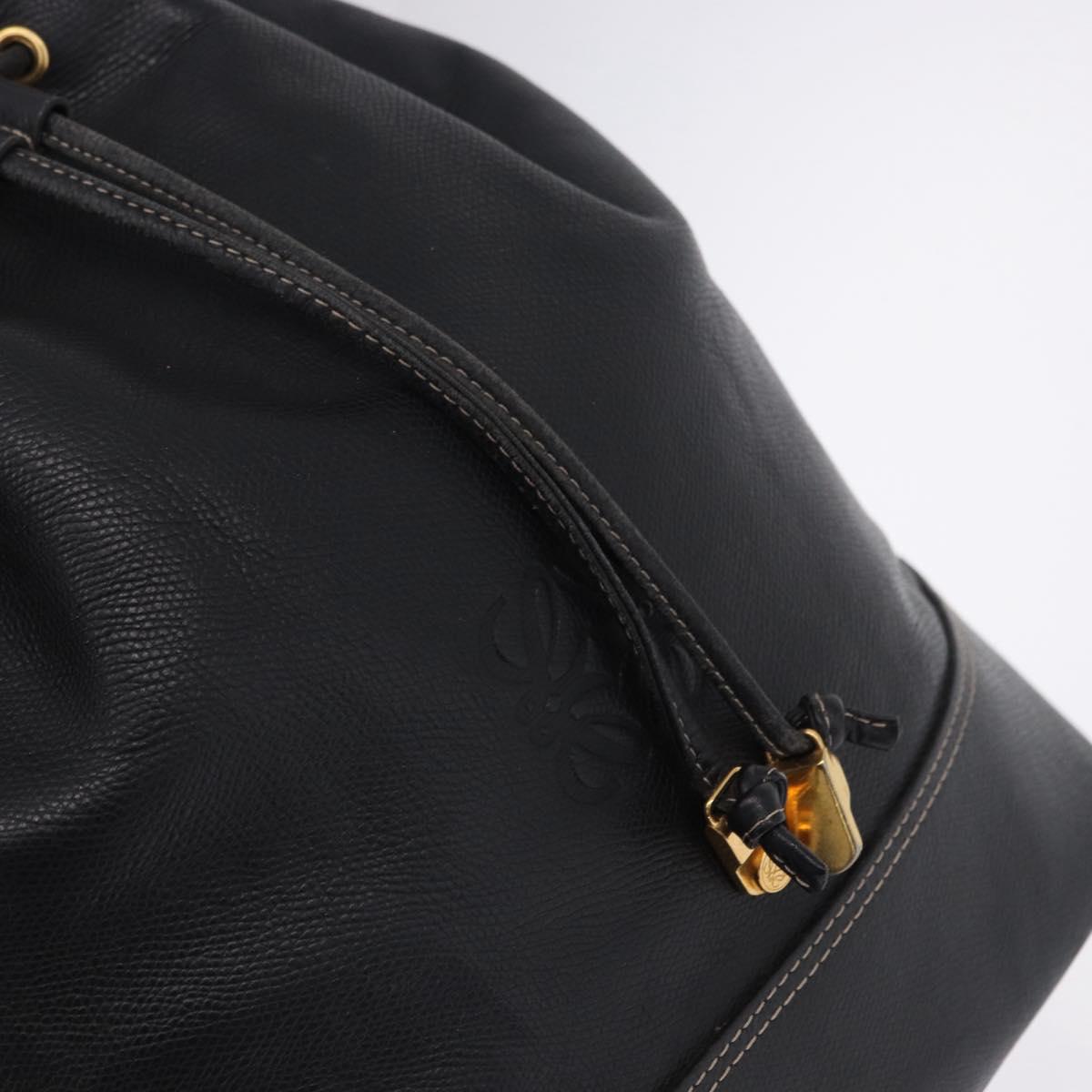 LOEWE Shoulder Bag Leather Black Gold Auth 197857
