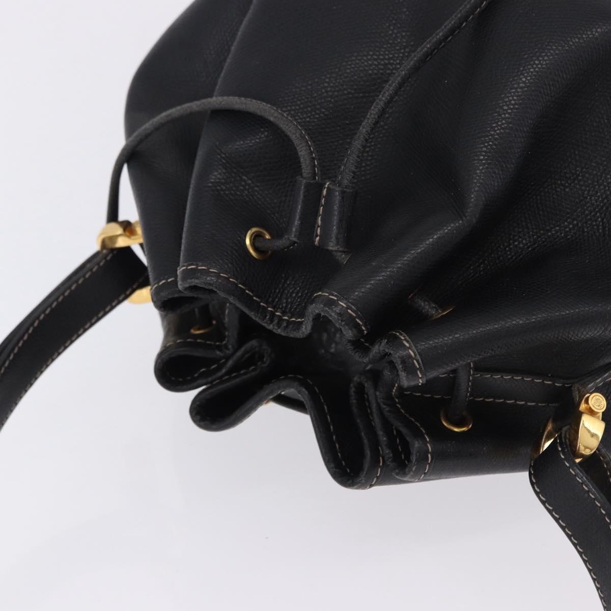 LOEWE Shoulder Bag Leather Black Gold Auth 197857