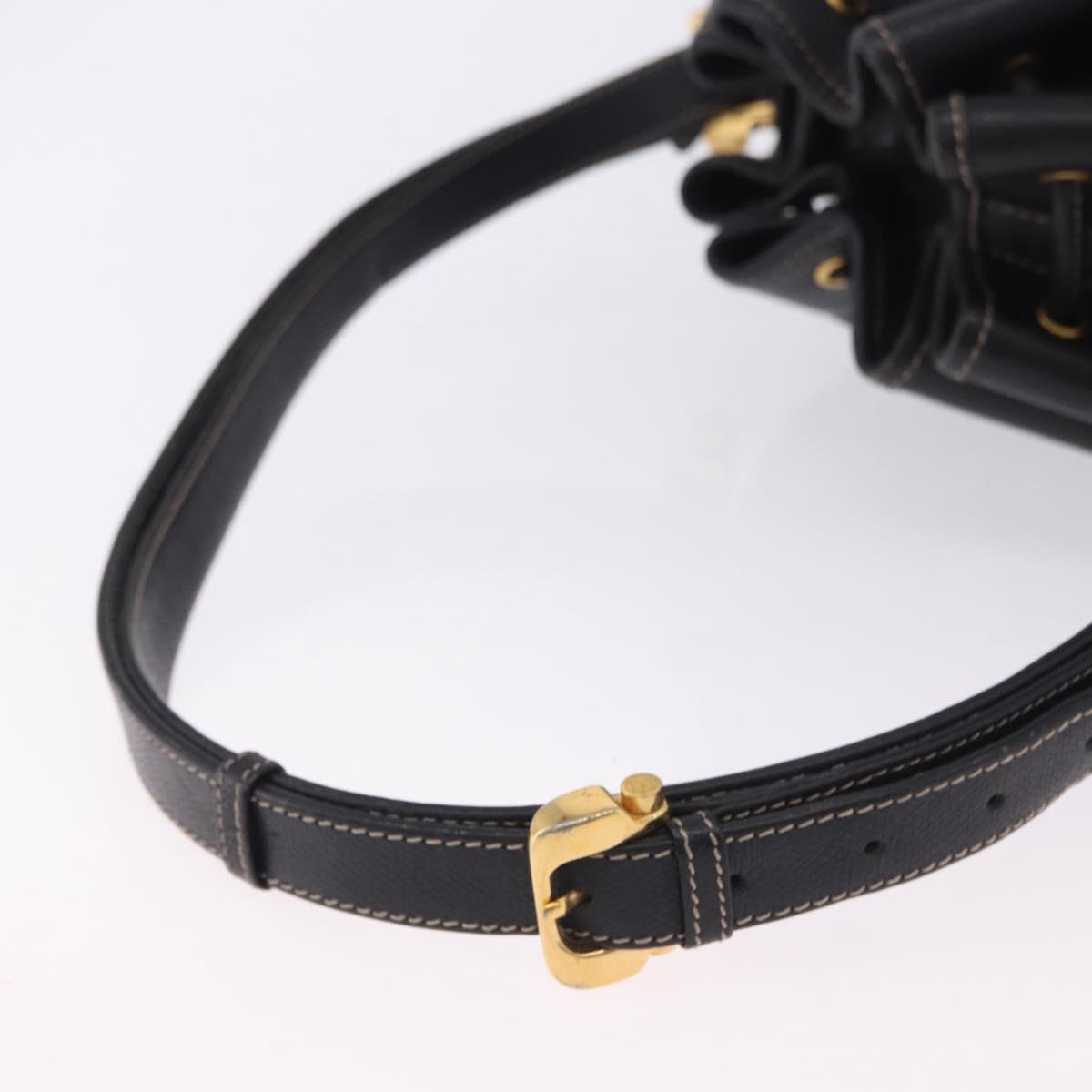 LOEWE Shoulder Bag Leather Black Gold Auth 197857