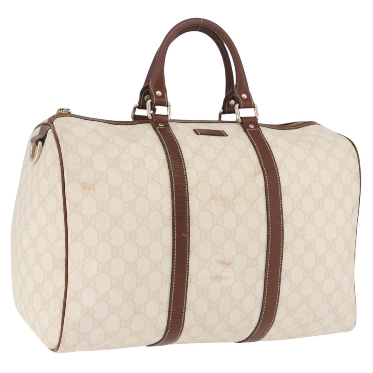 GUCCI GG Supreme Boston Bag PVC White Gold 193602 Auth 197858