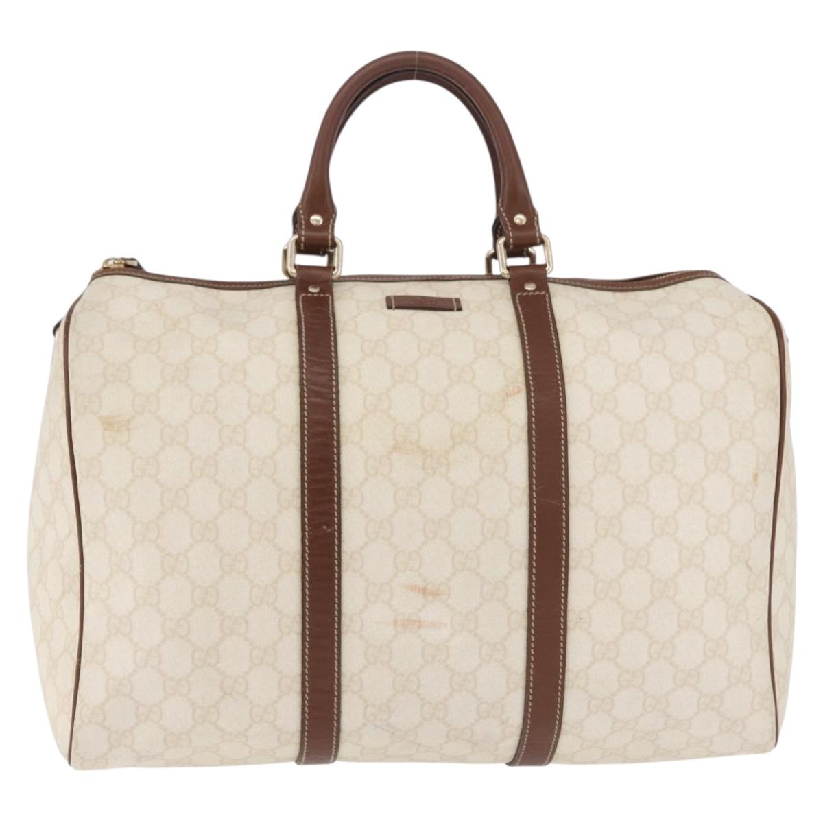 GUCCI GG Supreme Boston Bag PVC White Gold 193602 Auth 197858