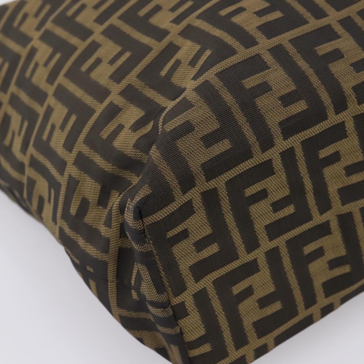 FENDI Zucca Canvas Tote Bag Nylon Brown Black Auth 197859A