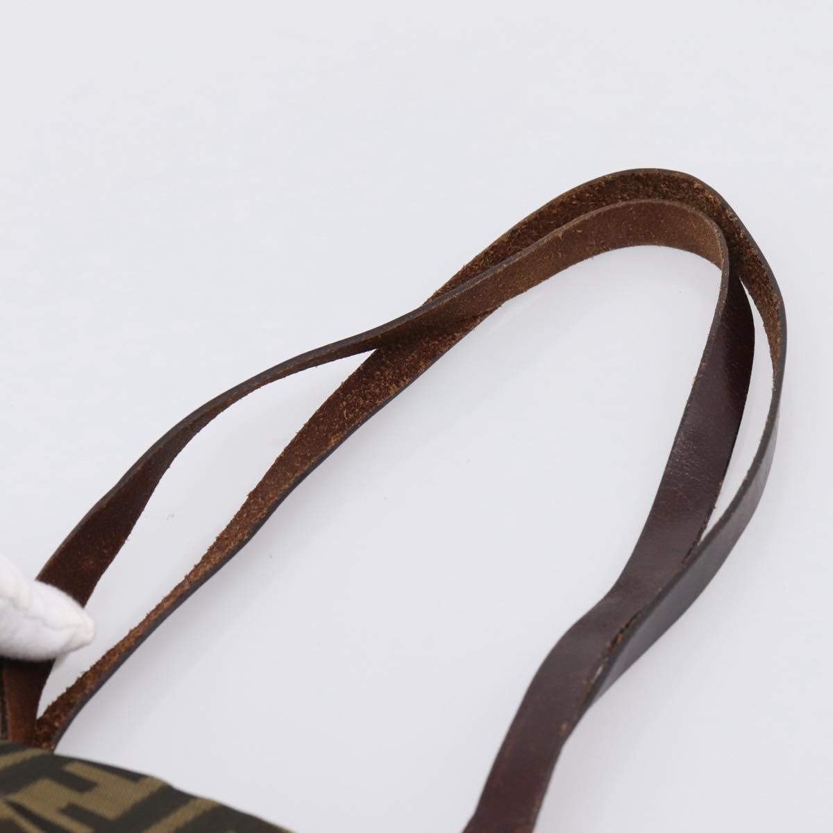 FENDI Zucca Canvas Tote Bag Nylon Brown Black Auth 197859A