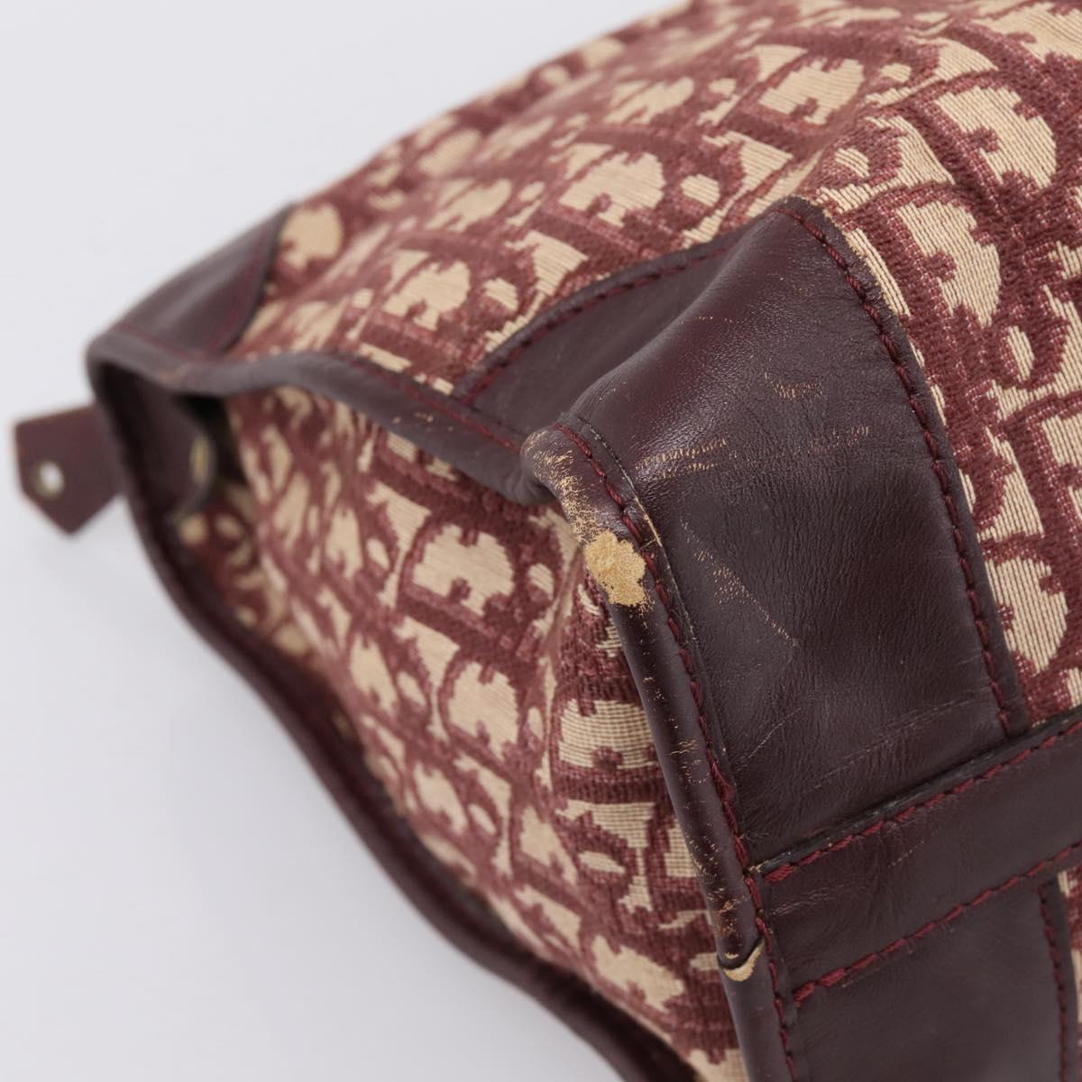 Christian Dior Trotter Canvas Boston Bag Red Gold Auth 197860