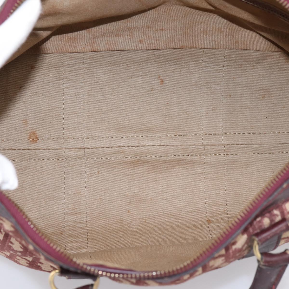 Christian Dior Trotter Canvas Boston Bag Red Gold Auth 197860