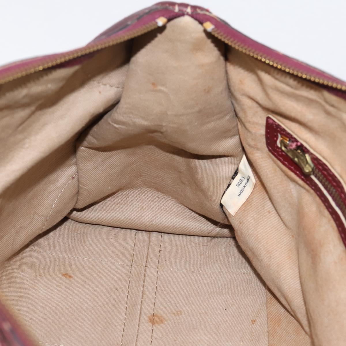 Christian Dior Trotter Canvas Boston Bag Red Gold Auth 197860