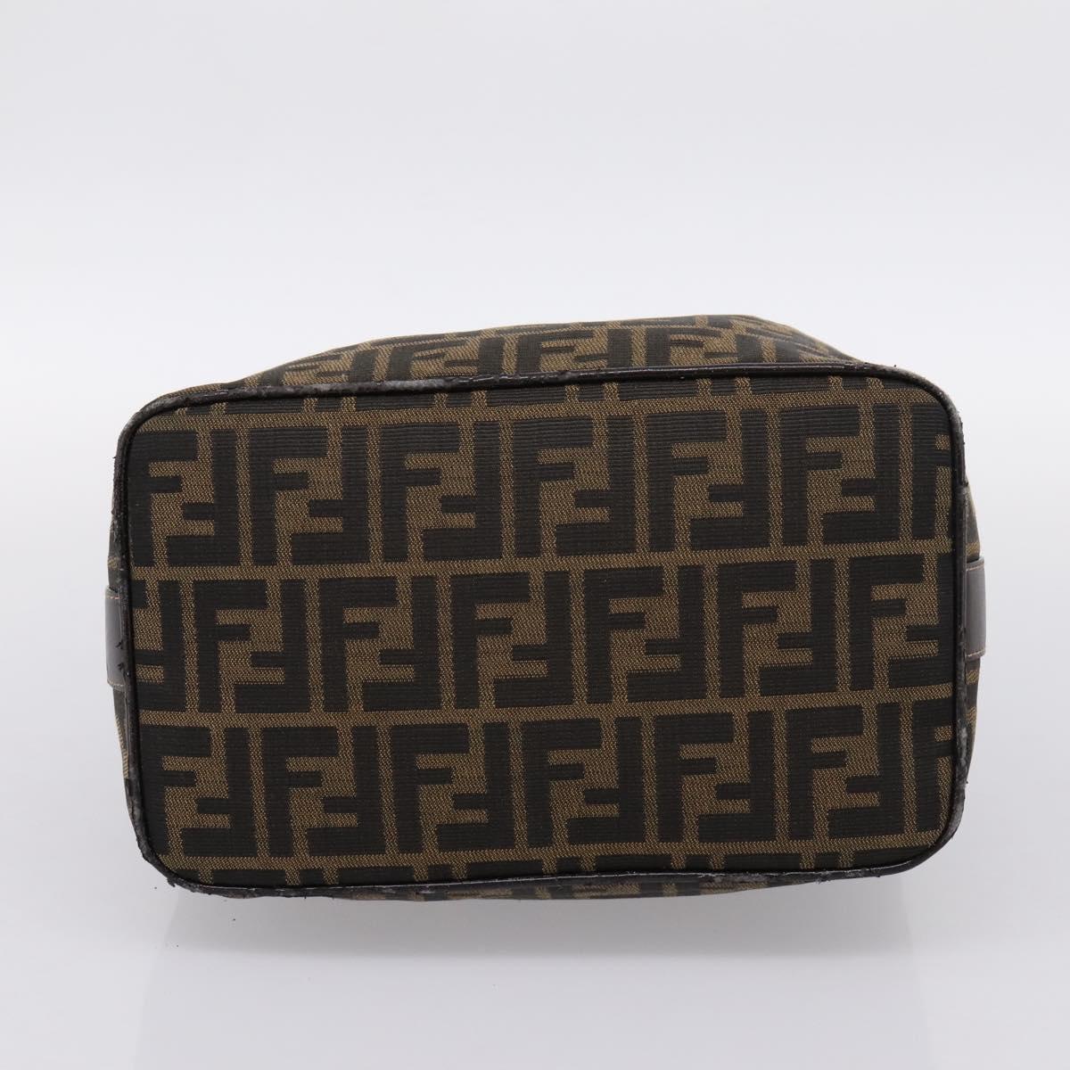 FENDI Zucca Canvas Vanity Hand Bag Black Brown Auth 197863