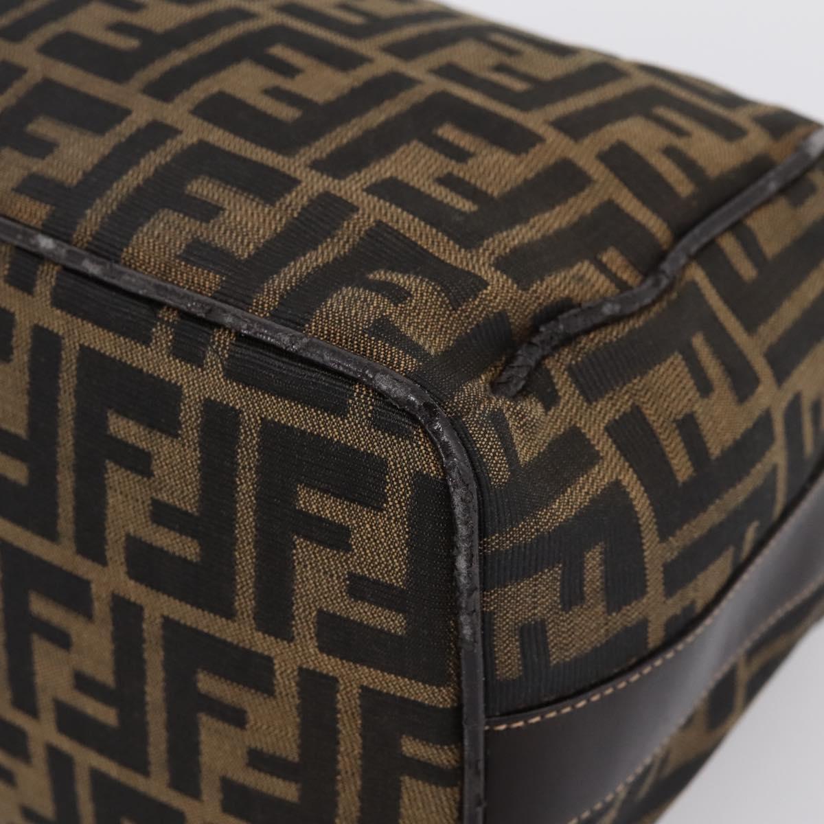FENDI Zucca Canvas Vanity Hand Bag Black Brown Auth 197863