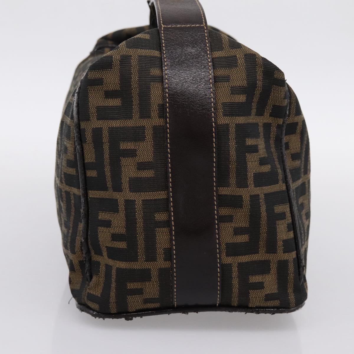 FENDI Zucca Canvas Vanity Hand Bag Black Brown Auth 197863