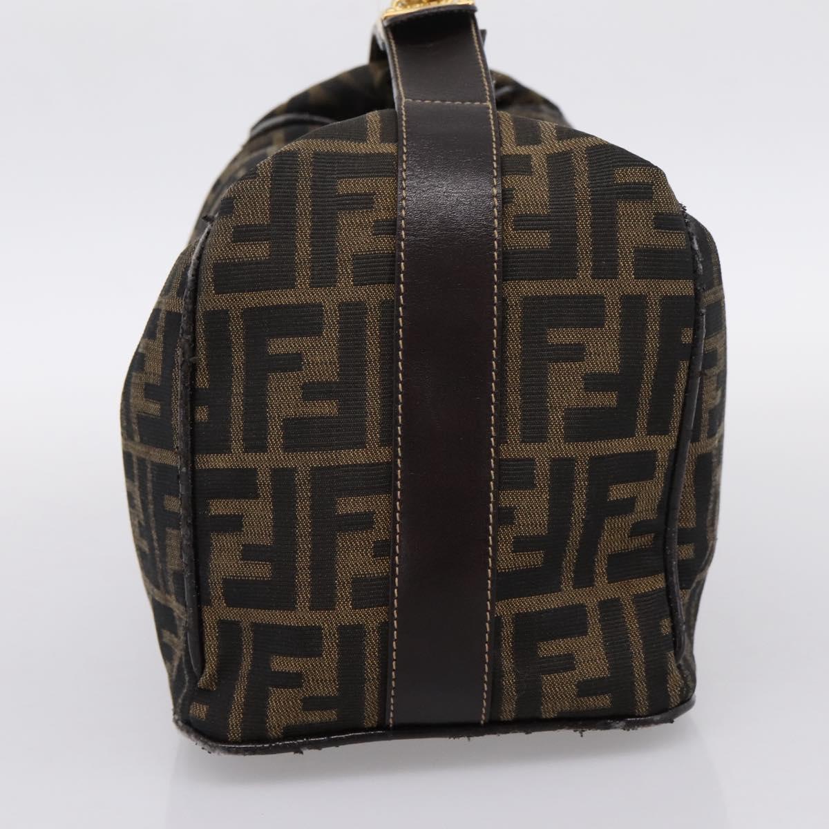 FENDI Zucca Canvas Vanity Hand Bag Black Brown Auth 197863
