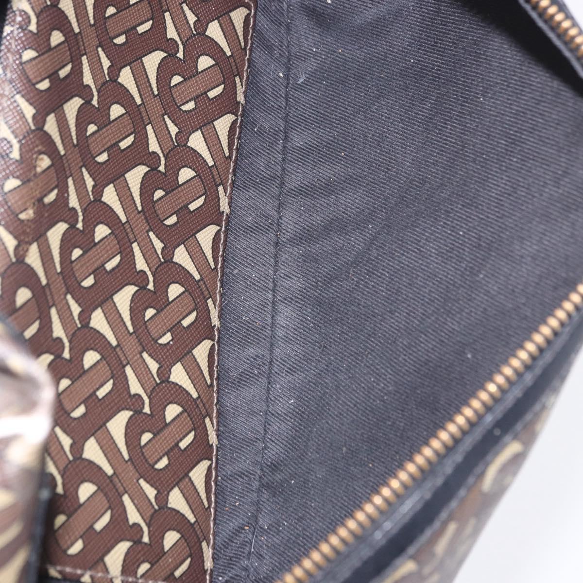 BURBERRY Waist Bag PVC Brown Gold Auth 197864