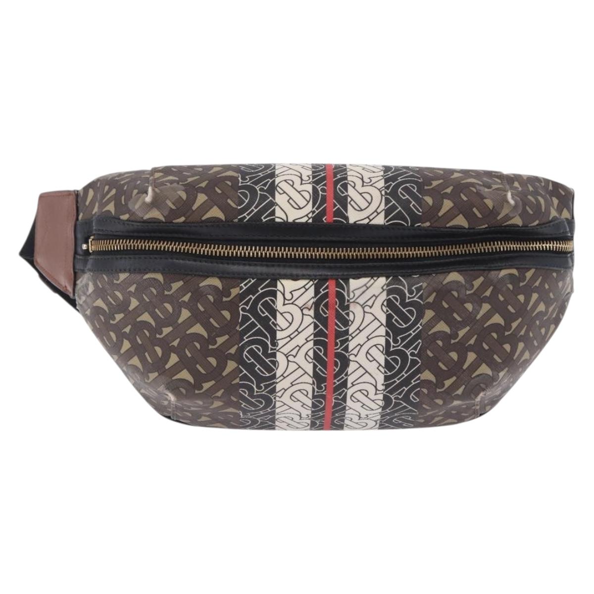 BURBERRY Waist Bag PVC Brown Gold Auth 197864