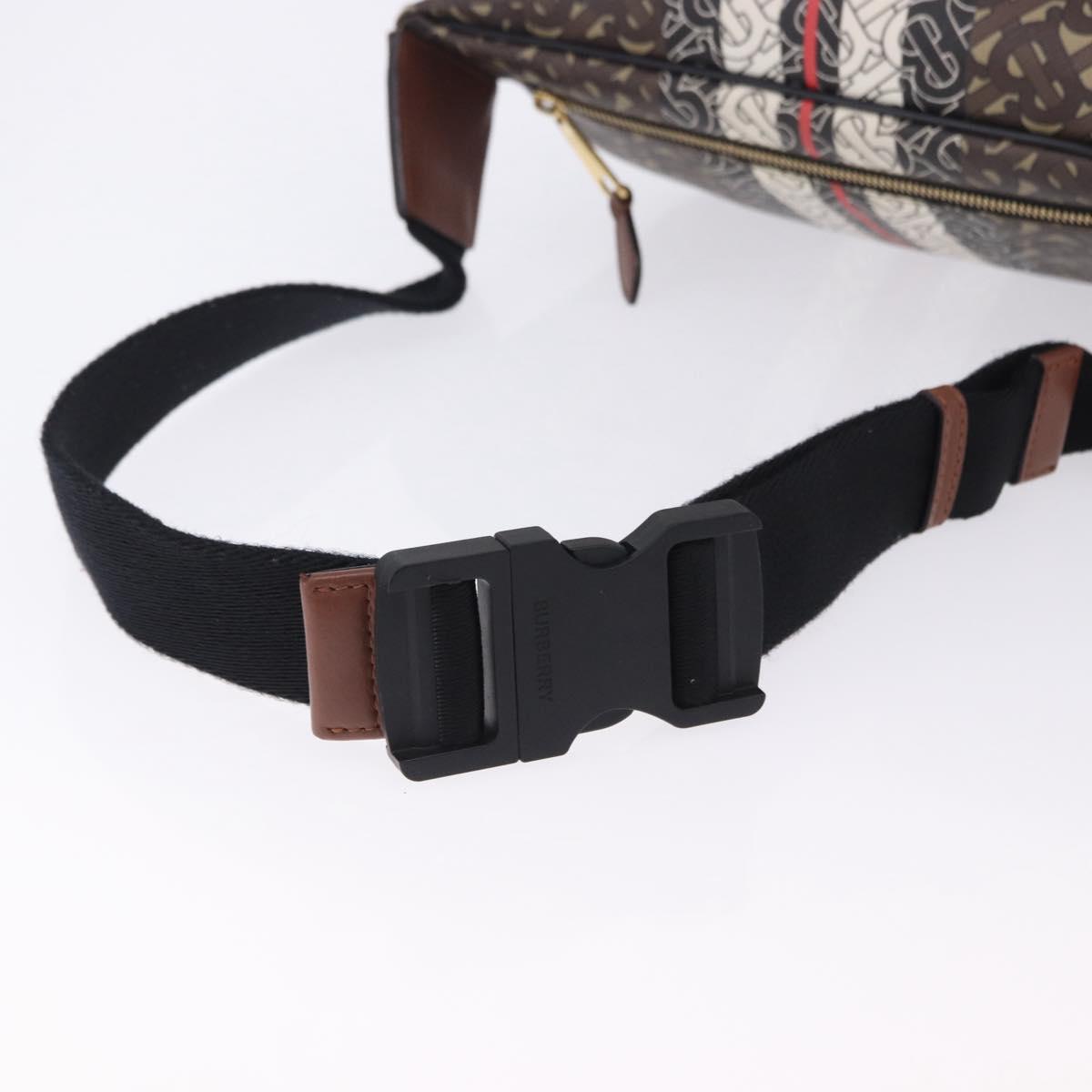 BURBERRY Waist Bag PVC Brown Gold Auth 197864