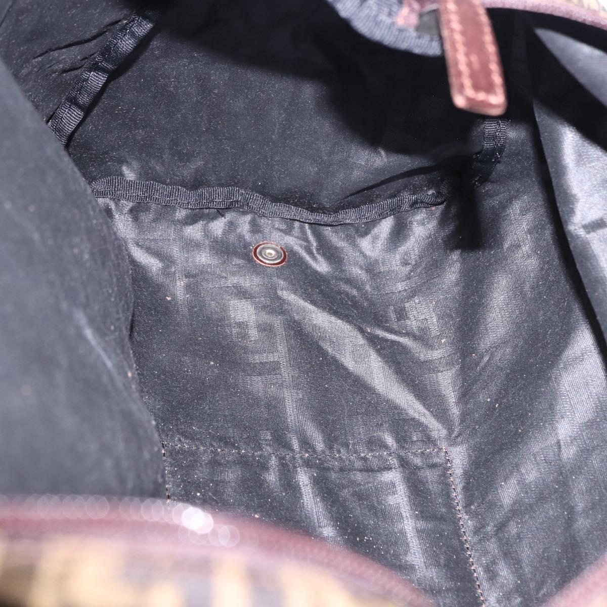 FENDI Zucca Canvas Tote Bag Nylon Brown Black Auth 197867