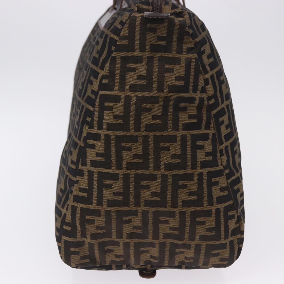 FENDI Zucca Canvas Tote Bag Nylon Brown Black Auth 197867