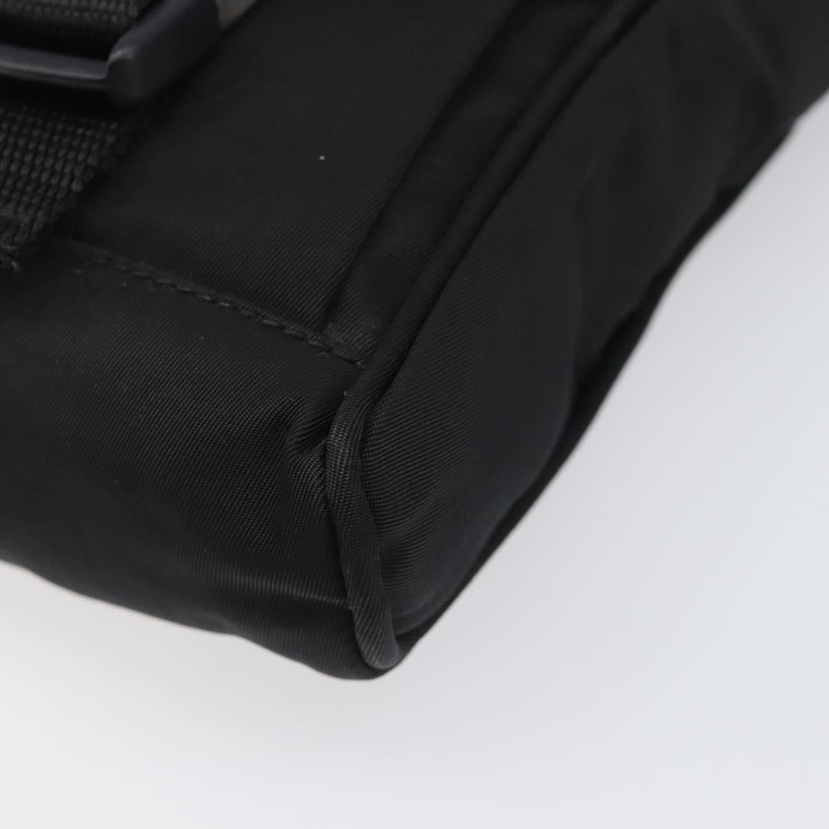 PRADA Shoulder Pouch Nylon Black Silver Auth 197869