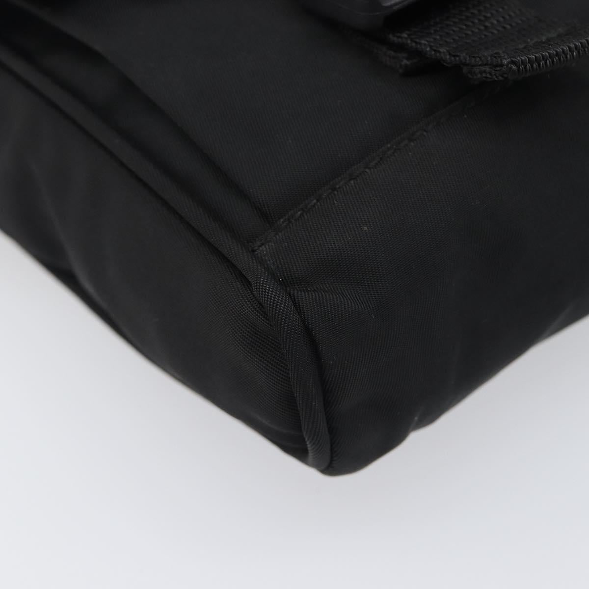 PRADA Shoulder Pouch Nylon Black Silver Auth 197869