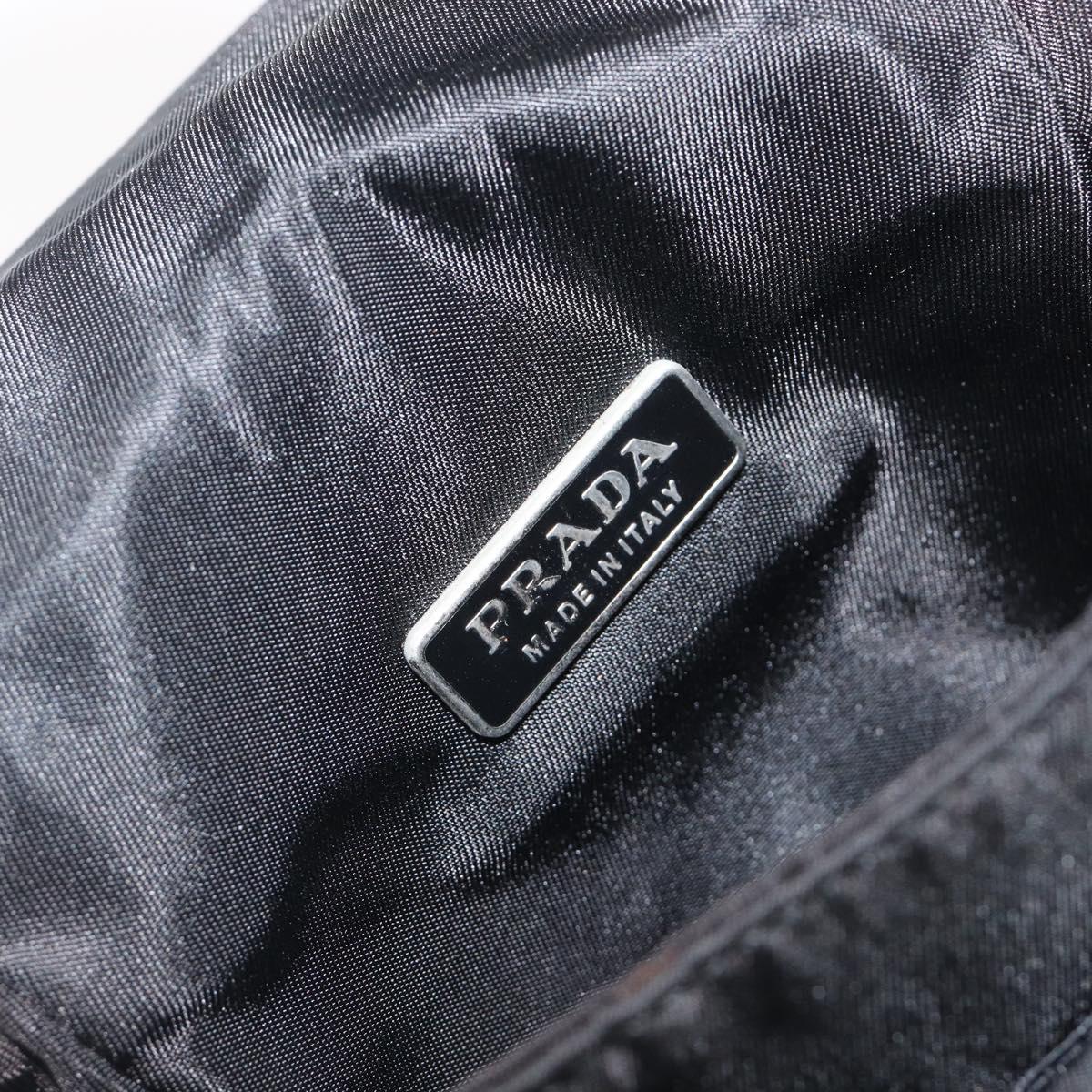 PRADA Shoulder Pouch Nylon Black Silver Auth 197869