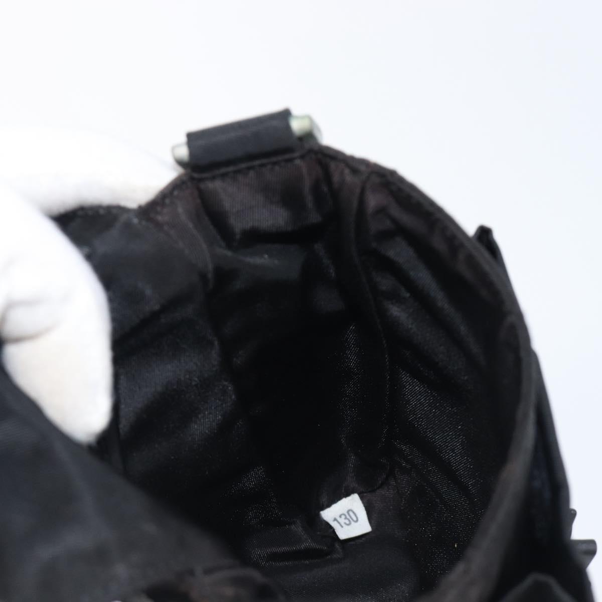 PRADA Shoulder Pouch Nylon Black Silver Auth 197869