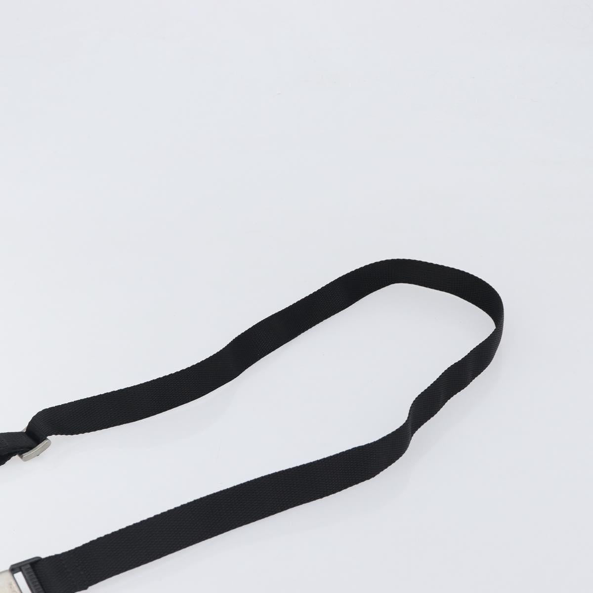 PRADA Shoulder Pouch Nylon Black Silver Auth 197869