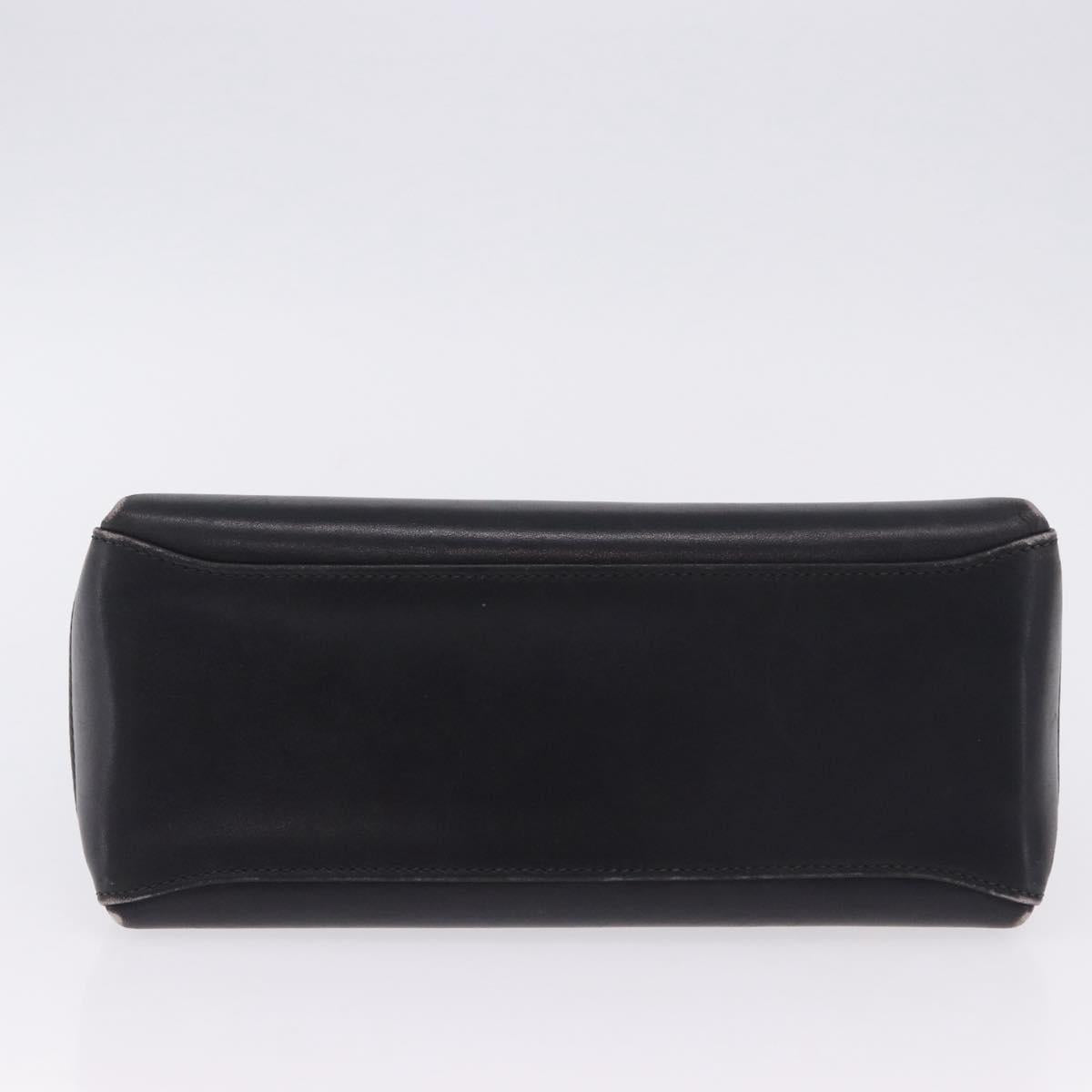 GUCCI Hand Bag Leather Black Gold Auth 197873