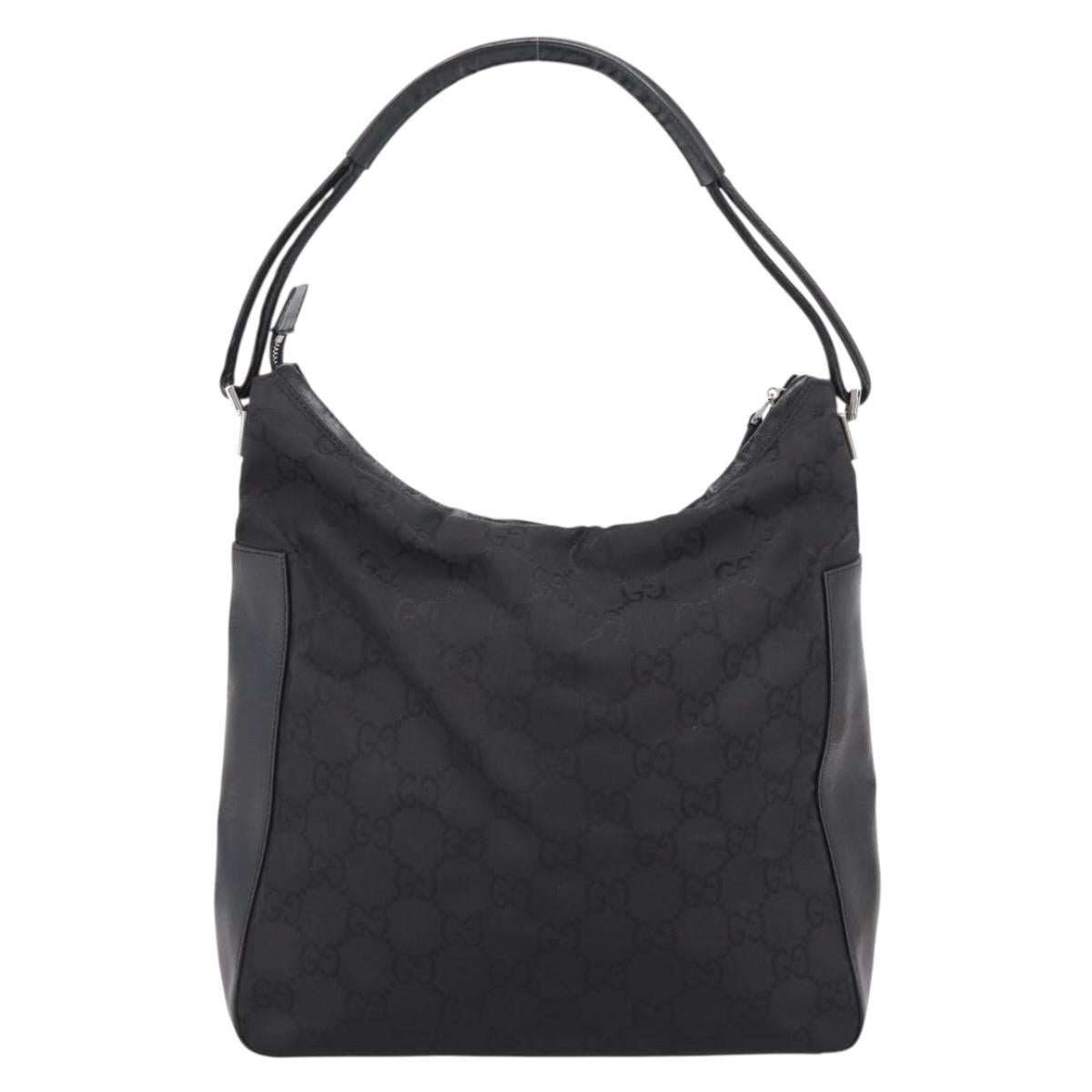 GUCCI GG Canvas Shoulder Bag Nylon Black Silver 001 3770 Auth 197874A