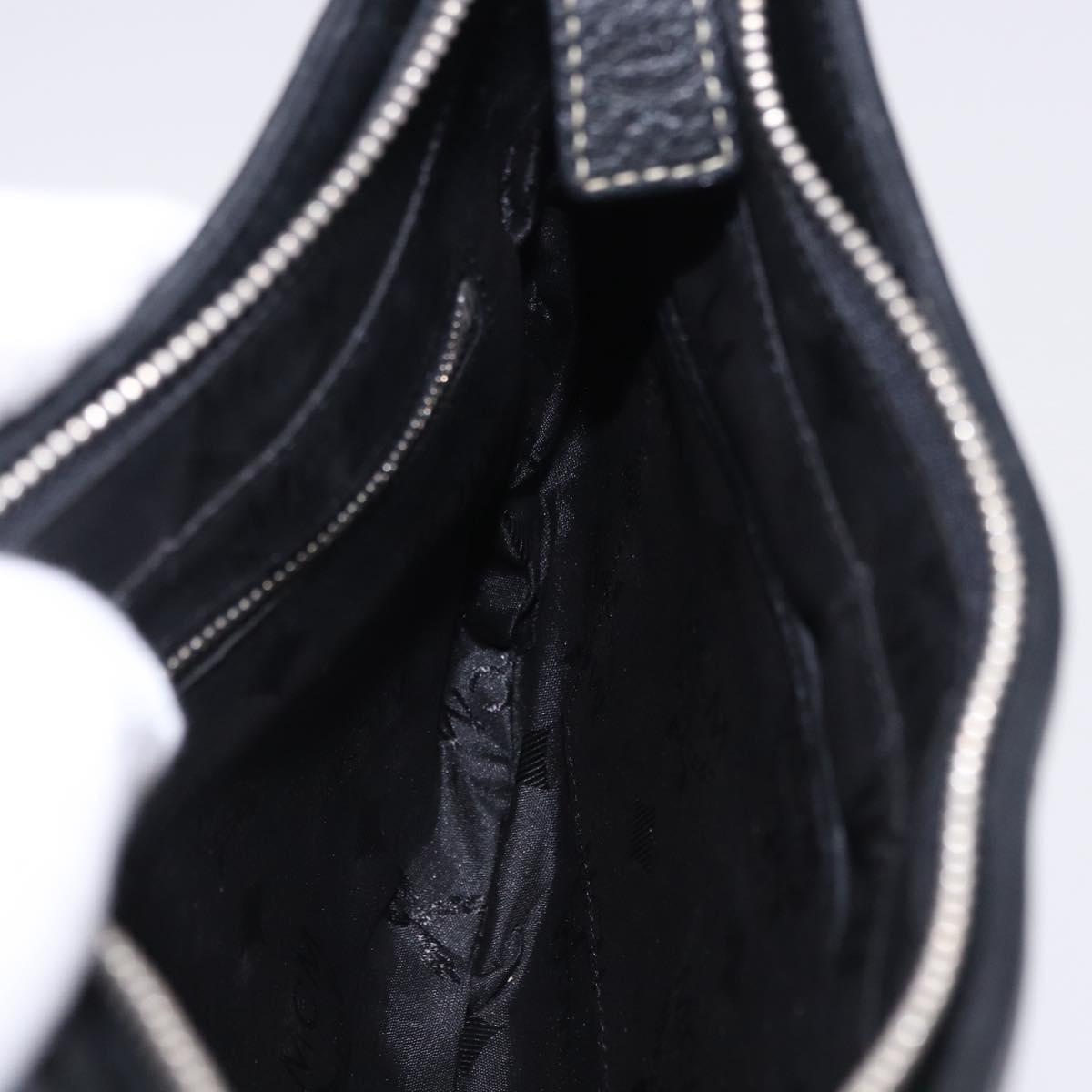 MCM Shoulder Bag Leather Black Silver Auth 197876