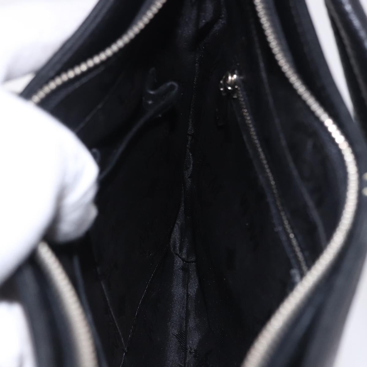 MCM Shoulder Bag Leather Black Silver Auth 197876