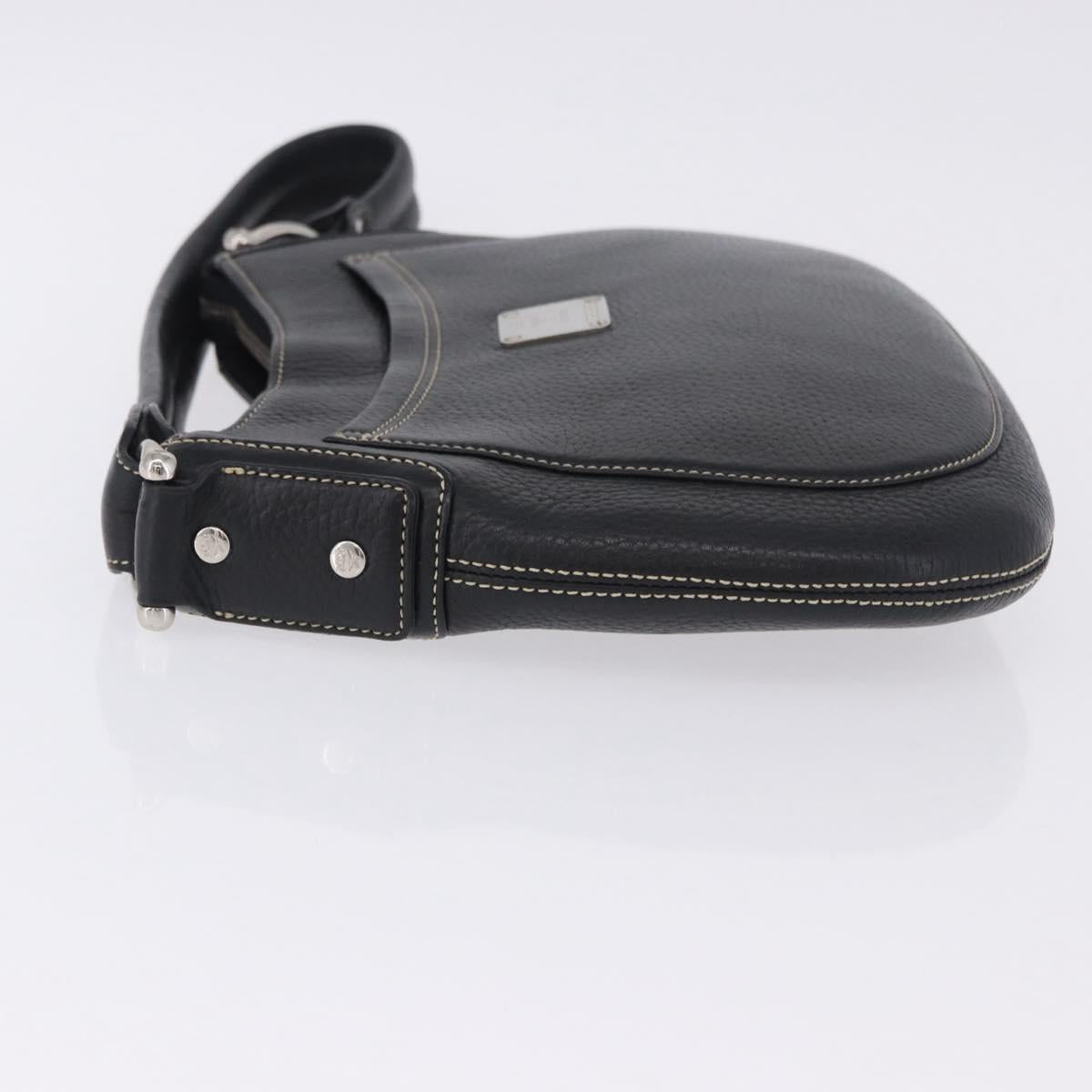 MCM Shoulder Bag Leather Black Silver Auth 197876