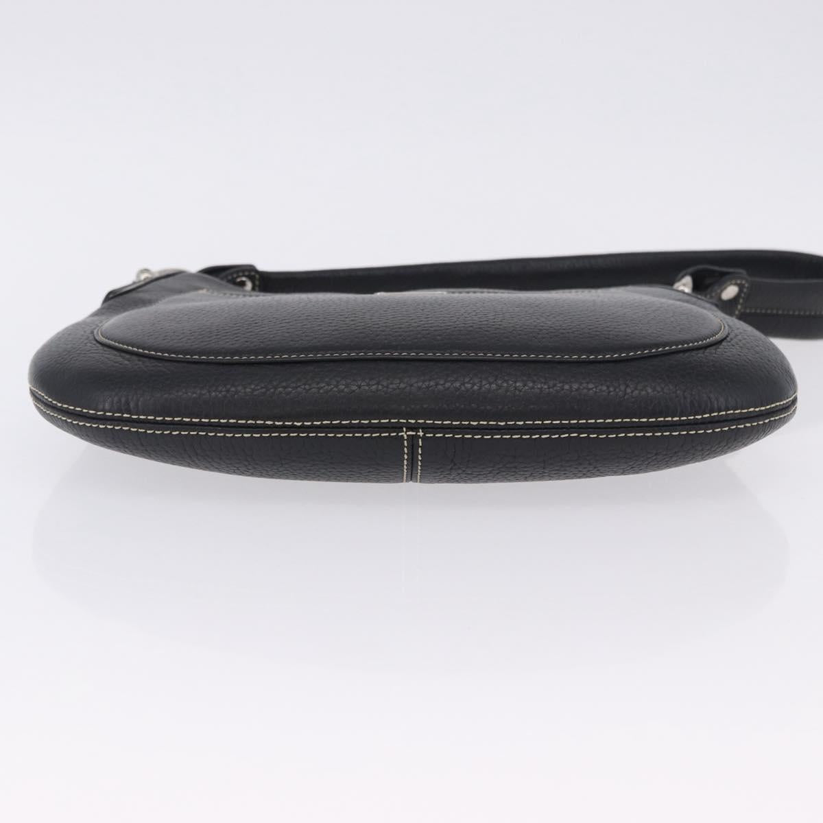 MCM Shoulder Bag Leather Black Silver Auth 197876