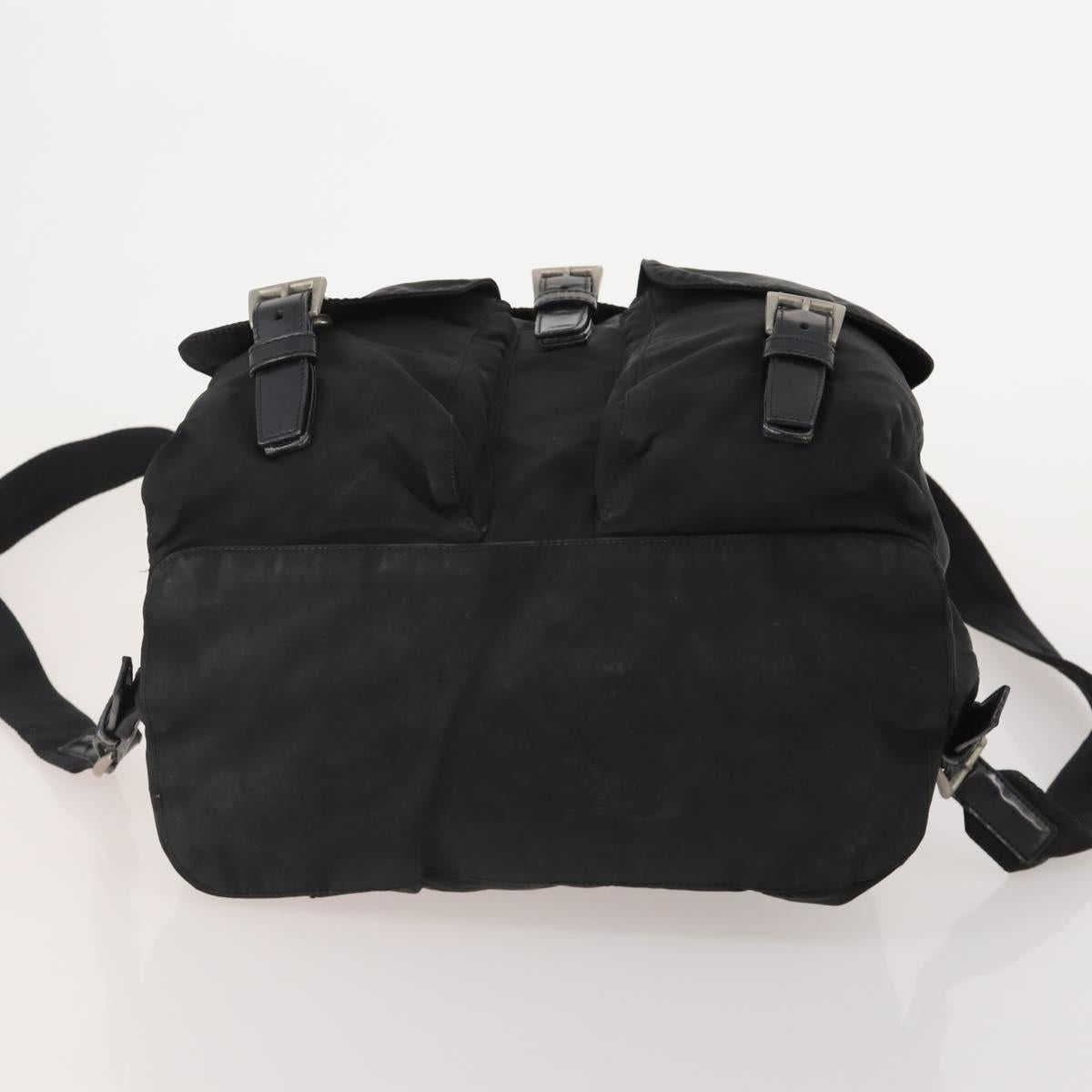 PRADA Backpack Nylon Black Silver Auth 197878