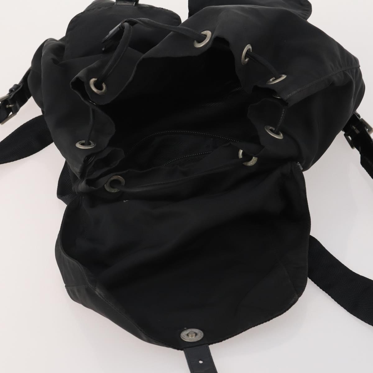 PRADA Backpack Nylon Black Silver Auth 197878