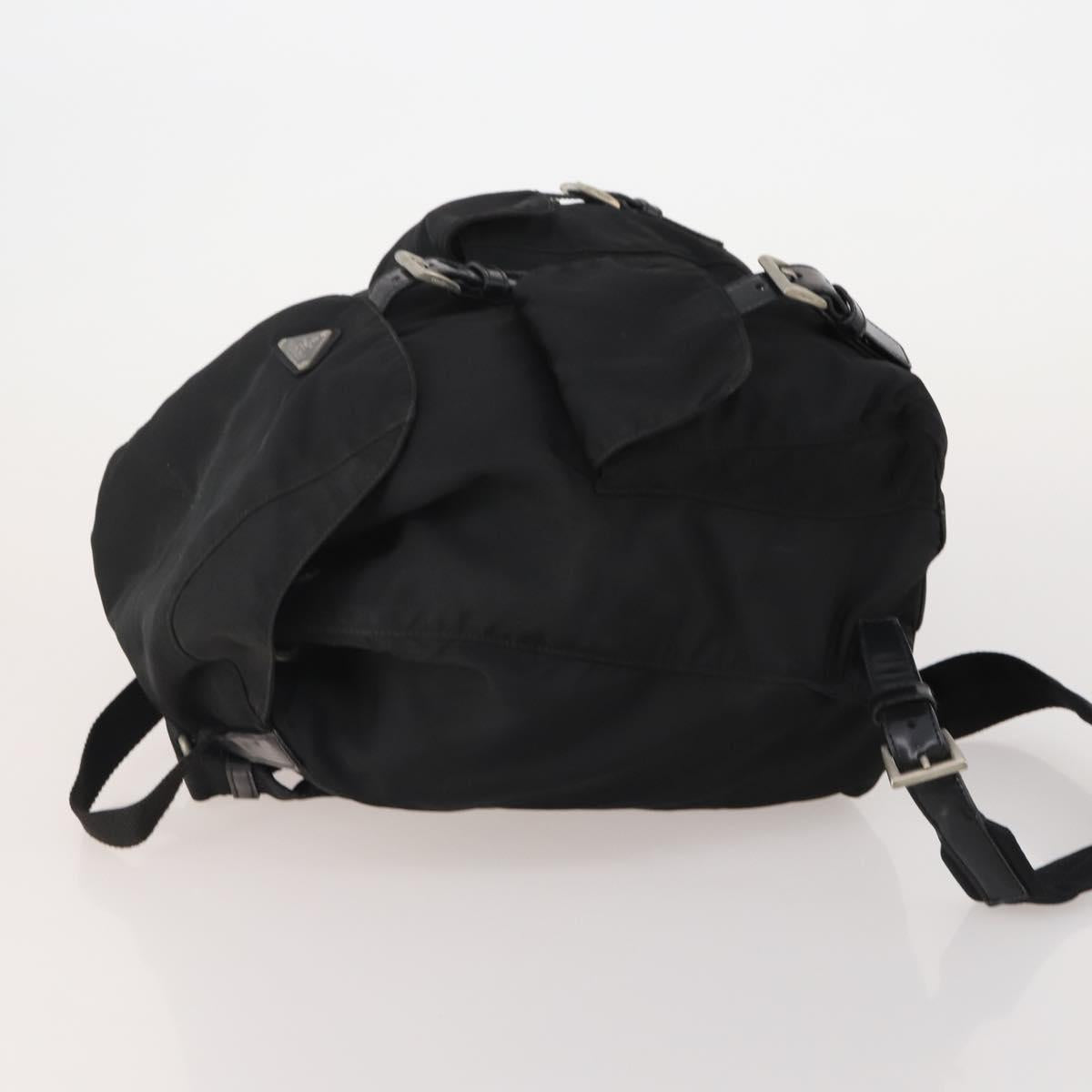 PRADA Backpack Nylon Black Silver Auth 197878