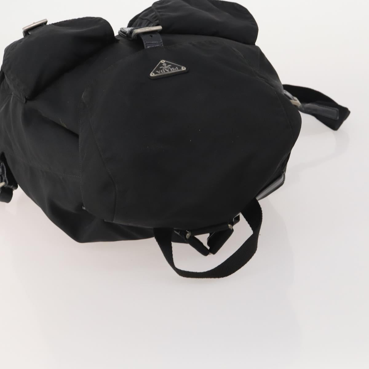 PRADA Backpack Nylon Black Silver Auth 197878