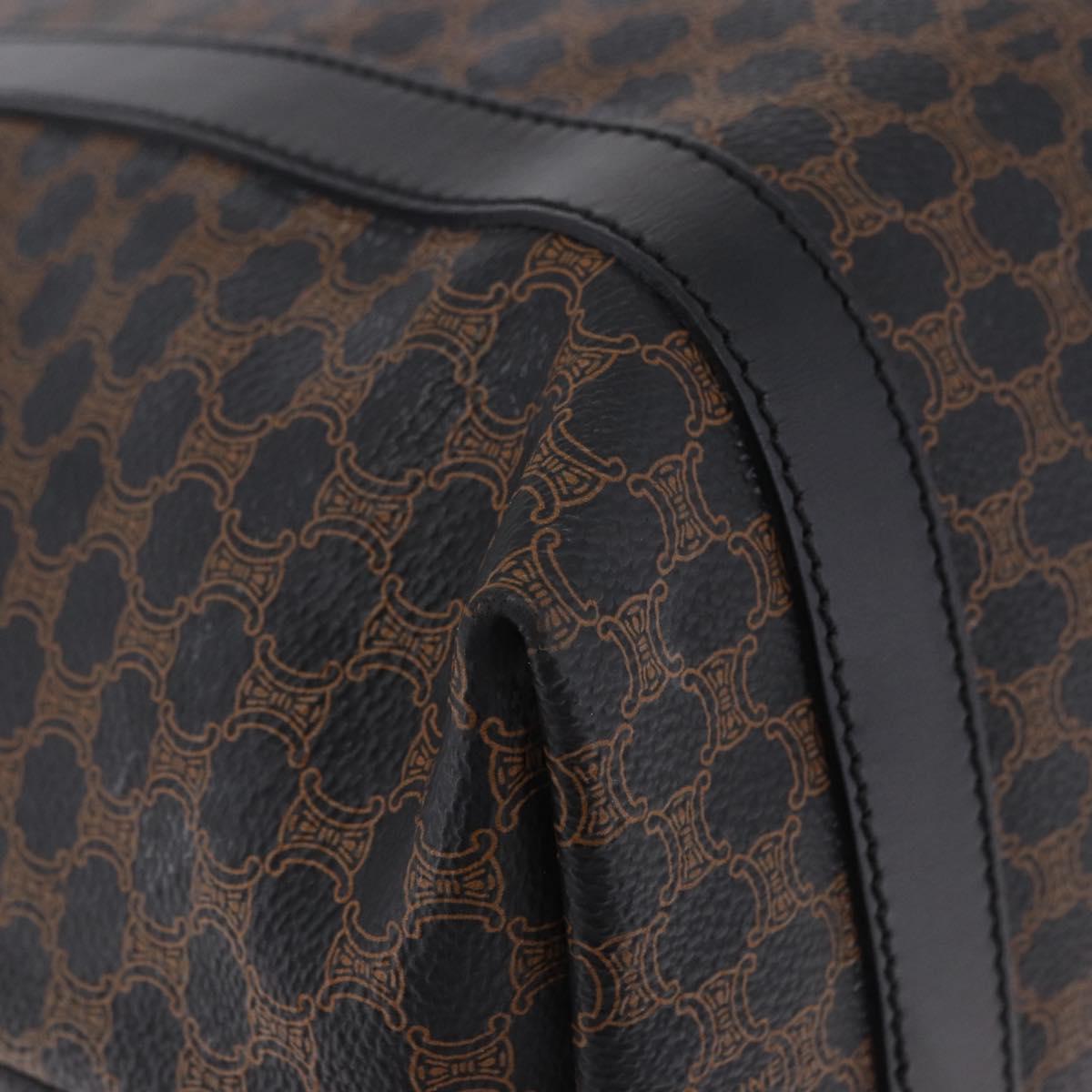 CELINE Macadam Canvas Shoulder Bag PVC Leather Black Gold Auth 197880V