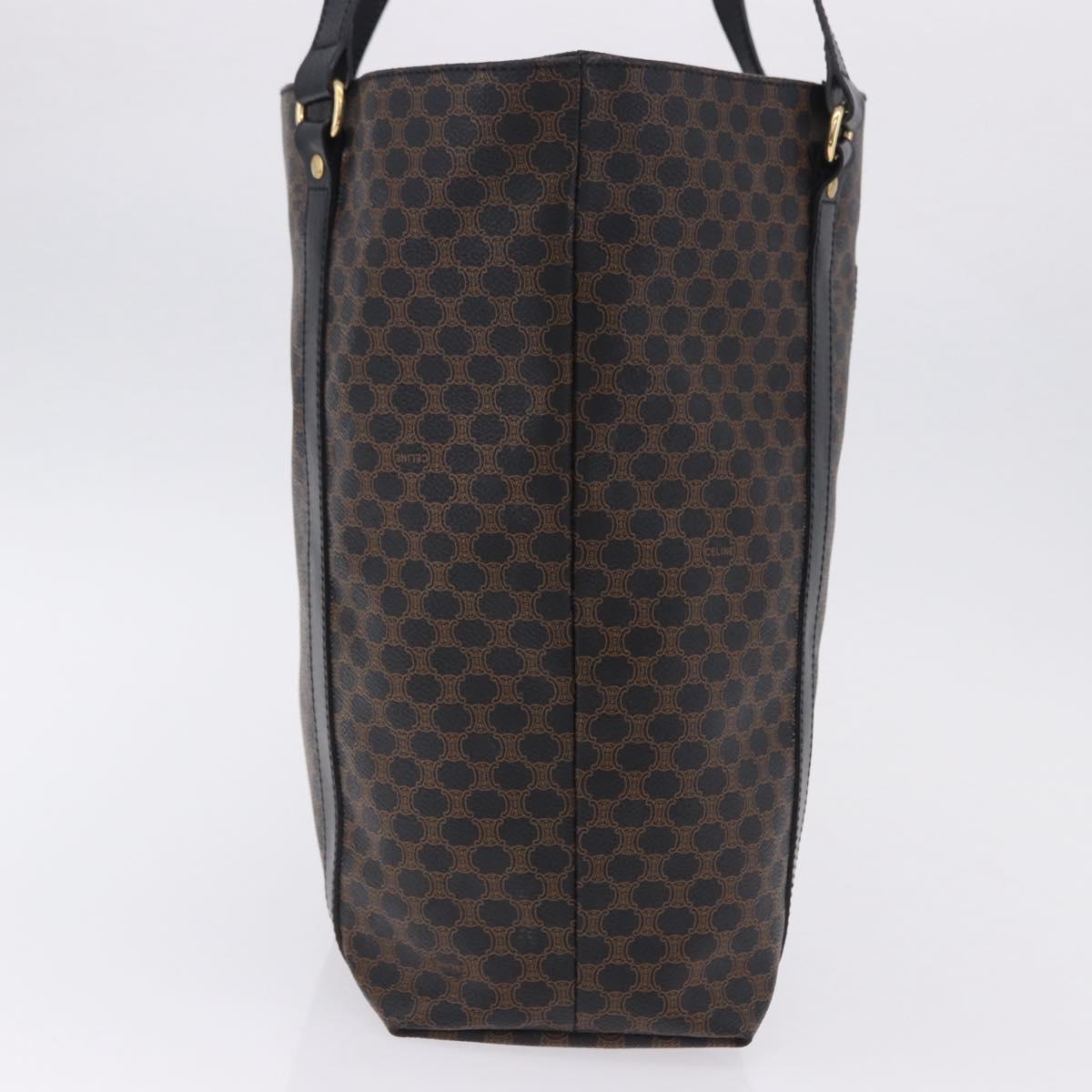 CELINE Macadam Canvas Shoulder Bag PVC Leather Black Gold Auth 197880V