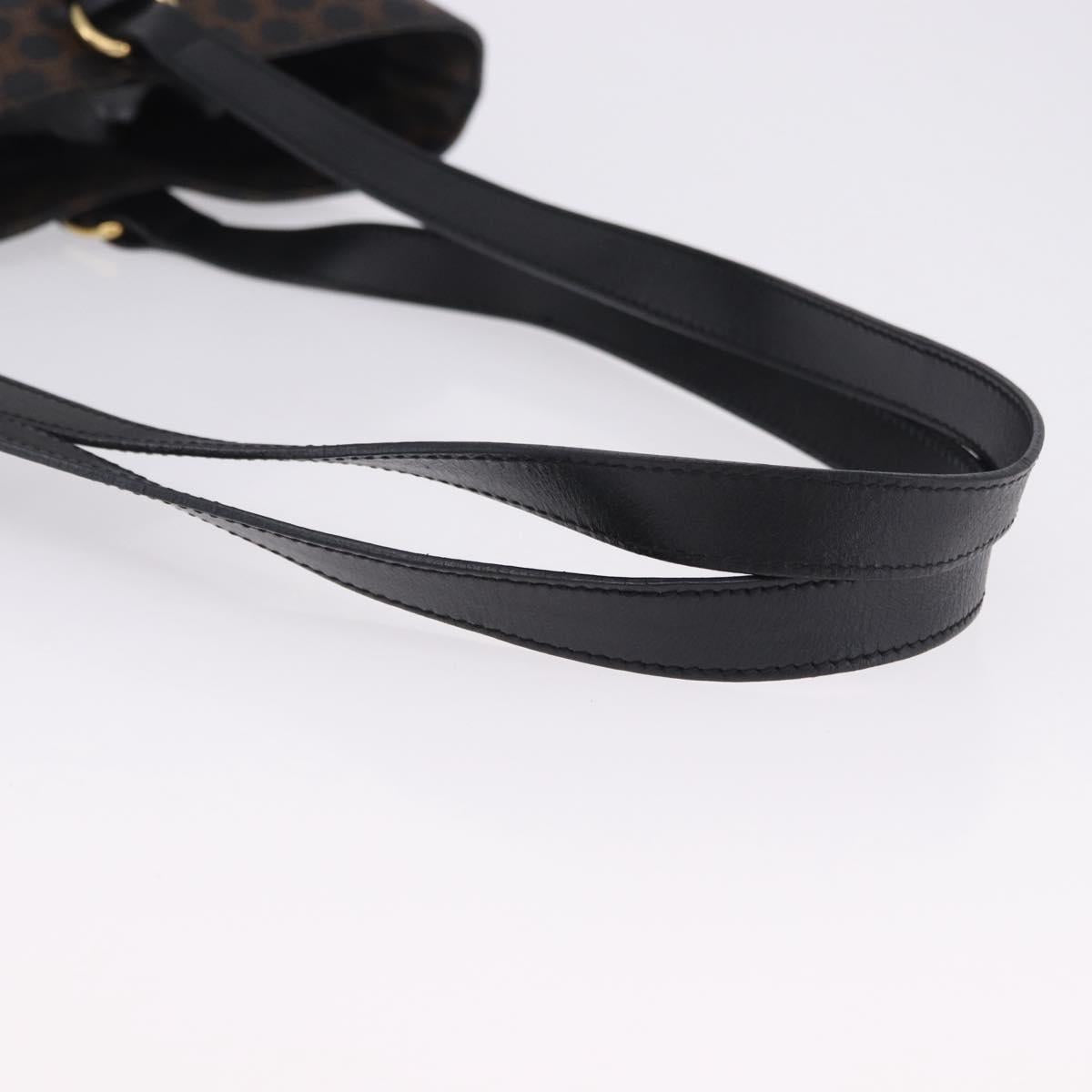 CELINE Macadam Canvas Shoulder Bag PVC Leather Black Gold Auth 197880V
