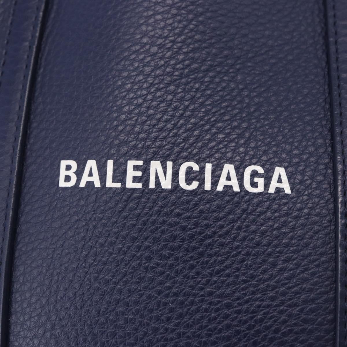 BALENCIAGA Everyday XXS Hand Bag Leather 2way Navy Silver 551815 Auth 197884V