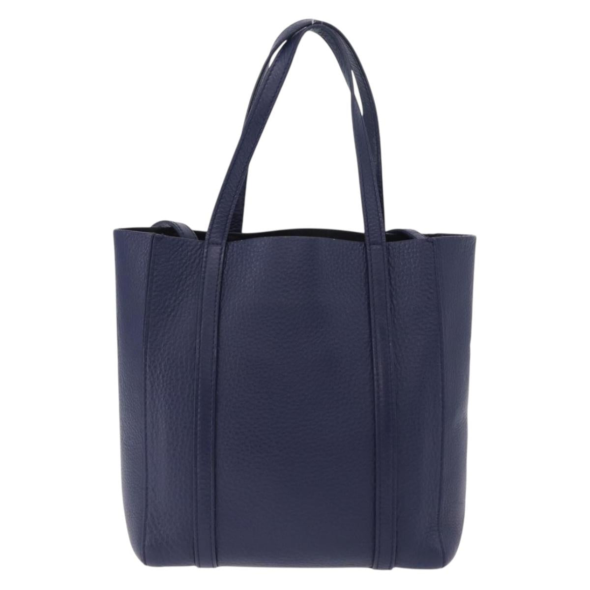 BALENCIAGA Everyday XXS Hand Bag Leather 2way Navy Silver 551815 Auth 197884V