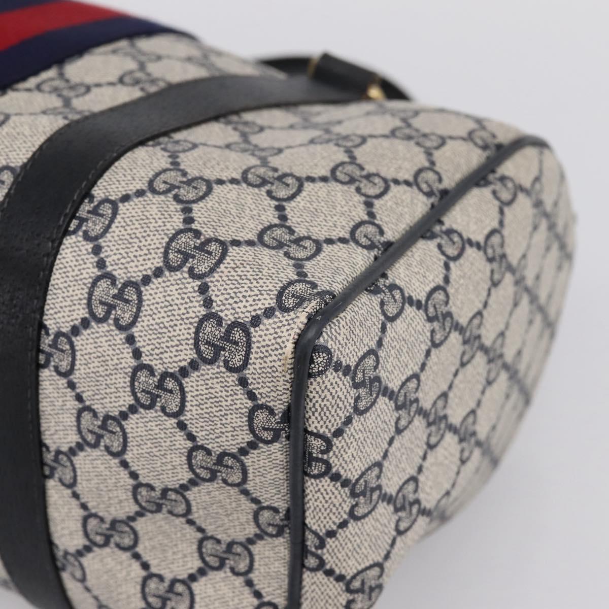 GUCCI GG Supreme Sherry Line Clutch Bag PVC Navy Gold 010 378 Auth 197885
