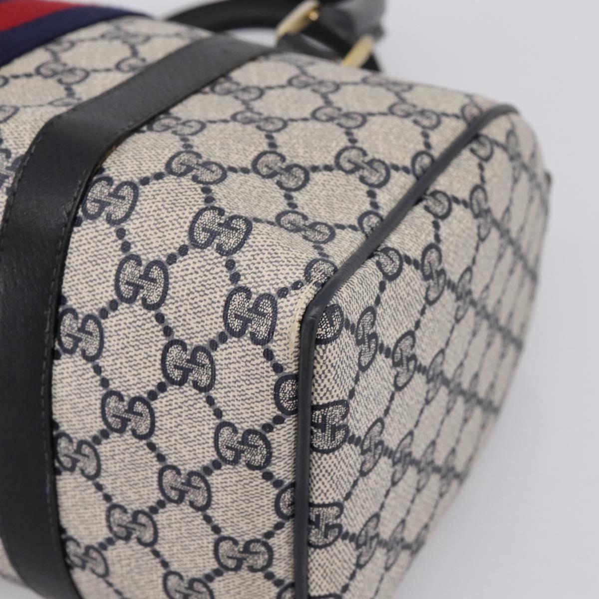 GUCCI GG Supreme Sherry Line Clutch Bag PVC Navy Gold 010 378 Auth 197885