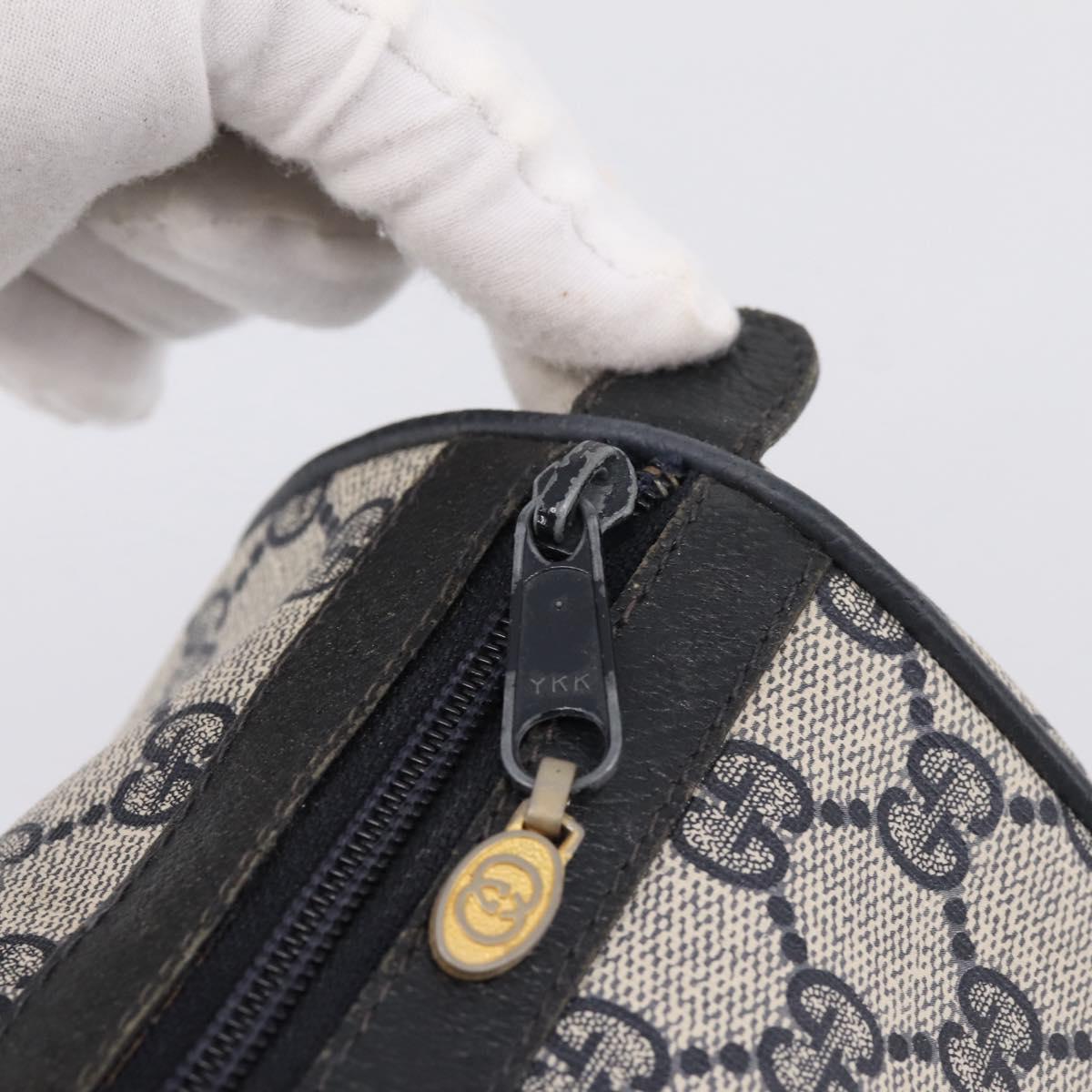 GUCCI GG Supreme Sherry Line Clutch Bag PVC Navy Gold 010 378 Auth 197885