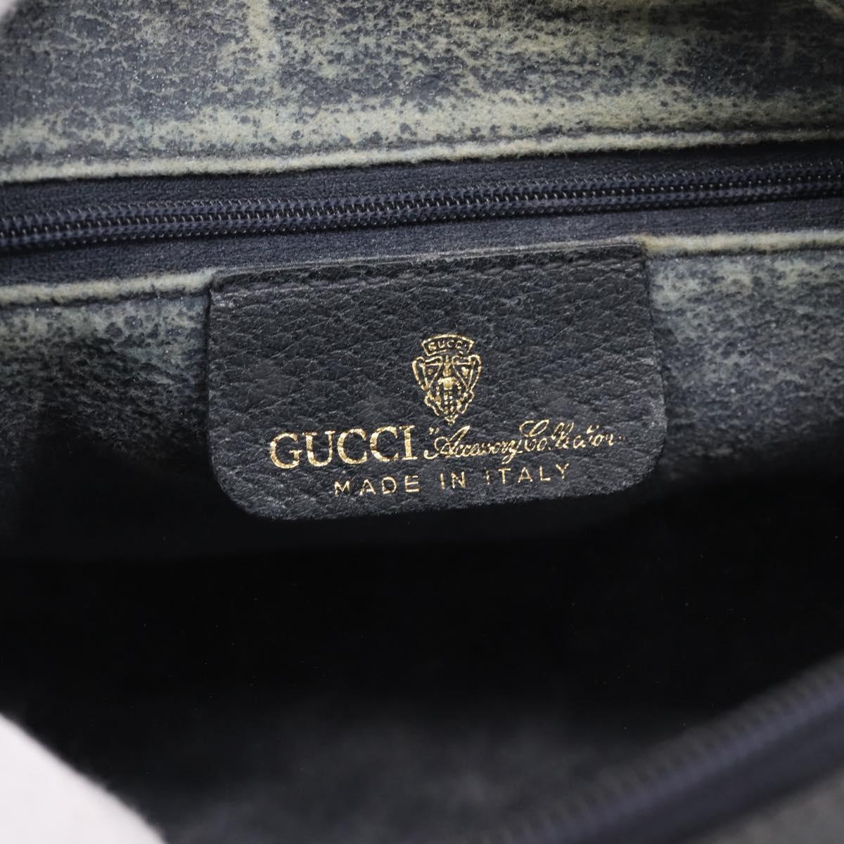 GUCCI GG Supreme Sherry Line Clutch Bag PVC Navy Gold 010 378 Auth 197885