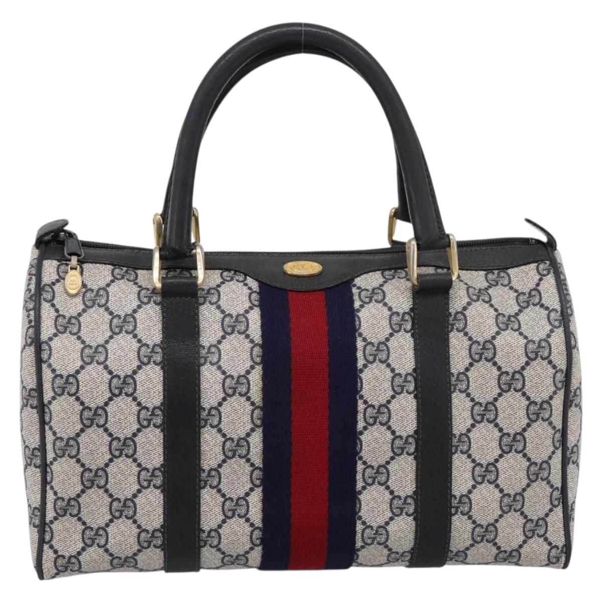 GUCCI GG Supreme Sherry Line Clutch Bag PVC Navy Gold 010 378 Auth 197885