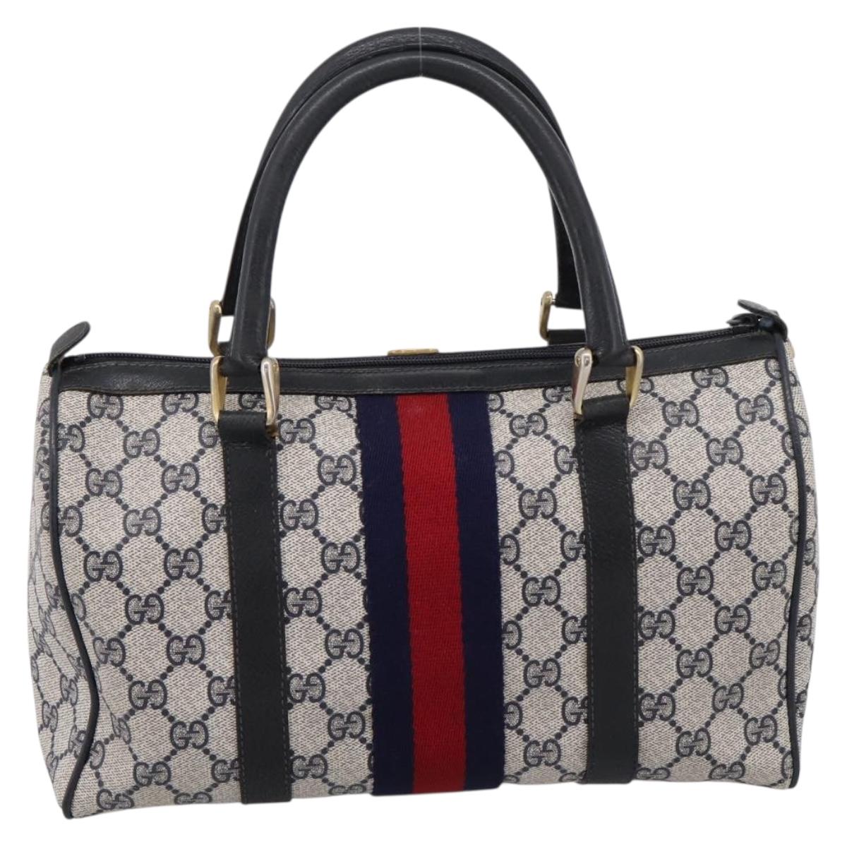 GUCCI GG Supreme Sherry Line Clutch Bag PVC Navy Gold 010 378 Auth 197885