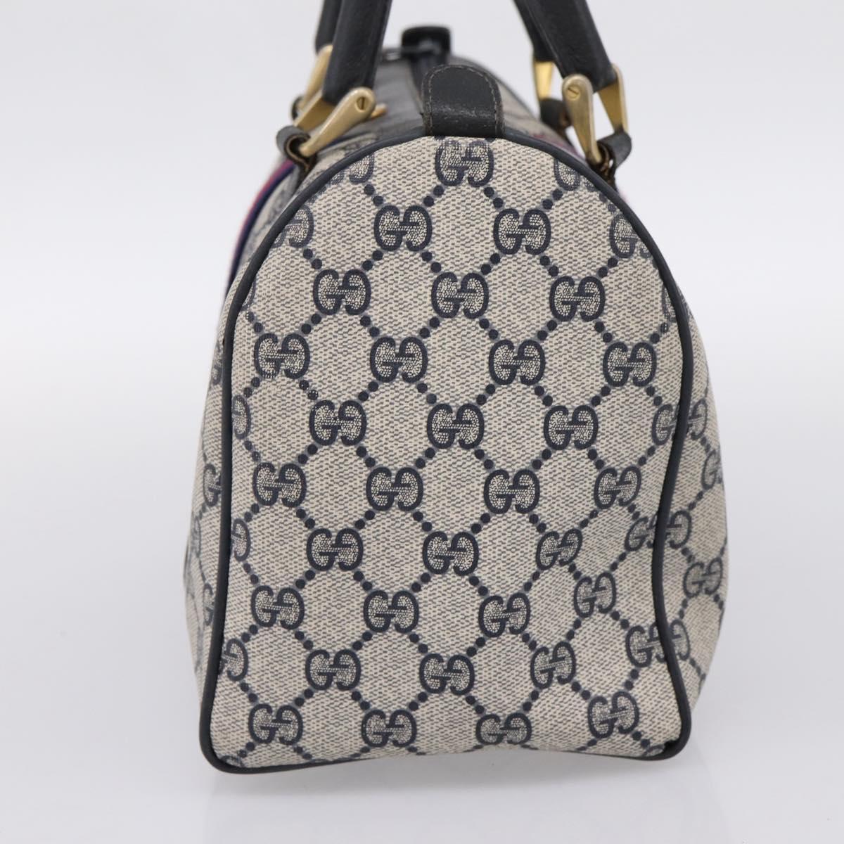 GUCCI GG Supreme Sherry Line Clutch Bag PVC Navy Gold 010 378 Auth 197885