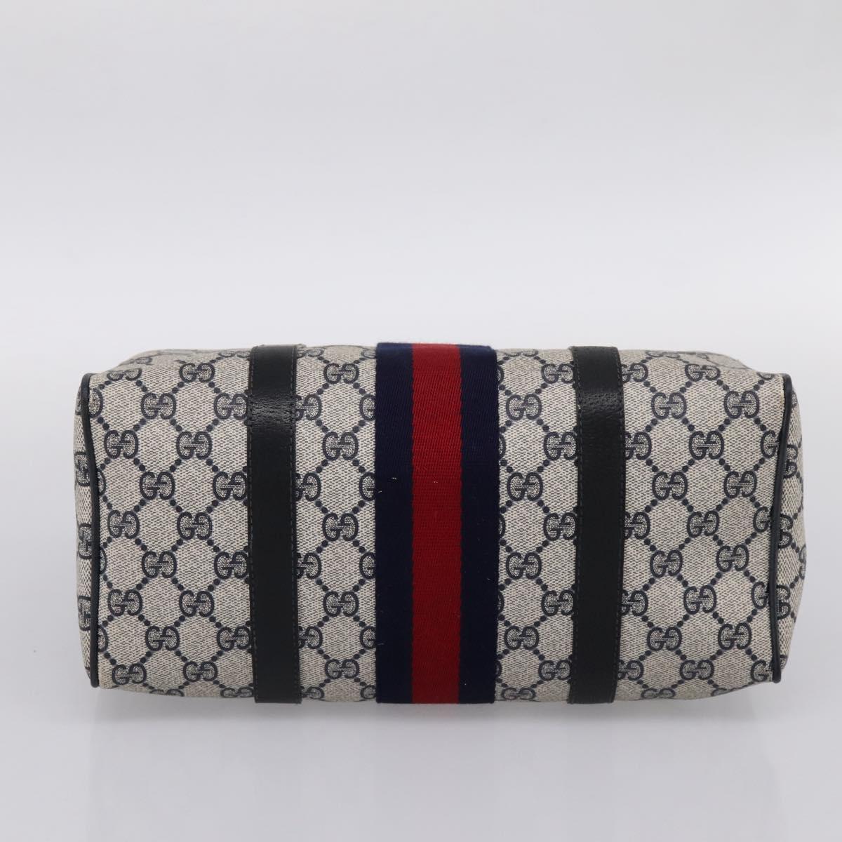 GUCCI GG Supreme Sherry Line Clutch Bag PVC Navy Gold 010 378 Auth 197885