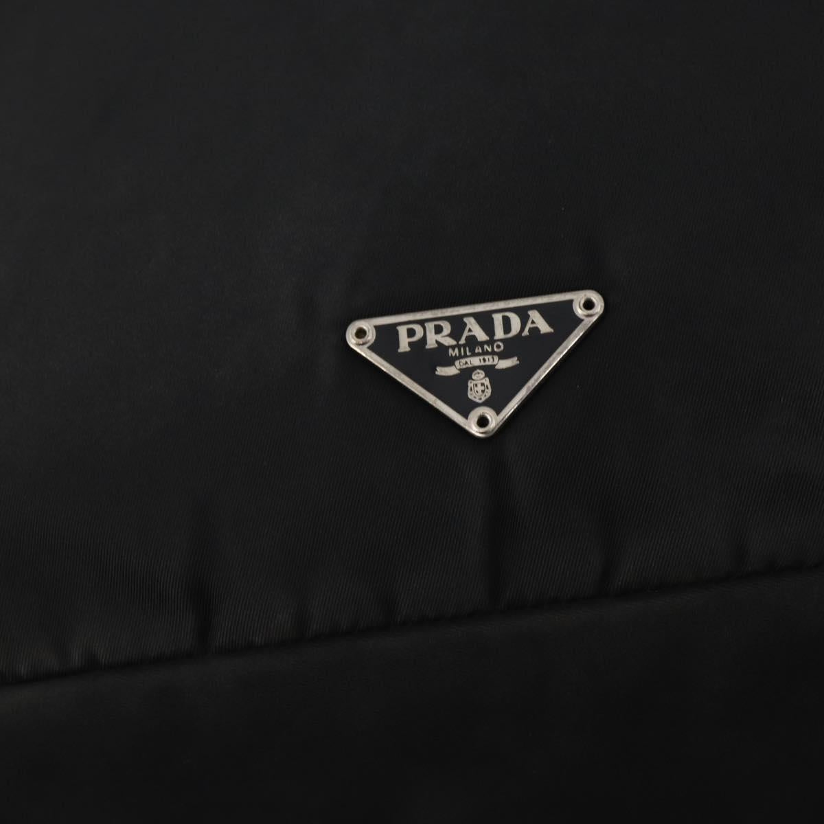PRADA Shoulder Bag Nylon Black Silver Auth 197886