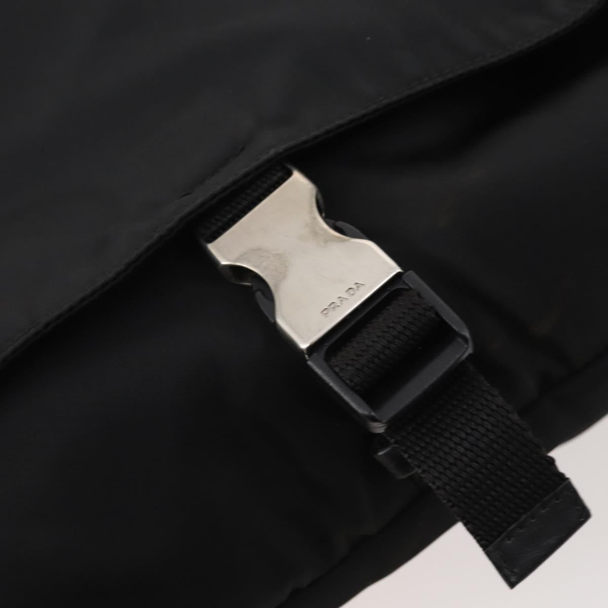 PRADA Shoulder Bag Nylon Black Silver Auth 197886